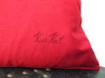 Colorfull Custom made square pillows children's drawing, unique wine red throw pillow, kuskat writing